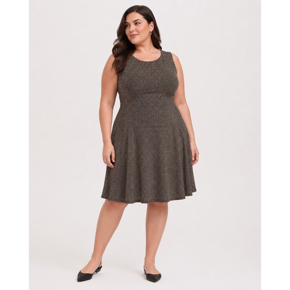 Torrid Festive Midi Dress Womens Plus 2X Gold Metallic Sleeveless Pockets Lined